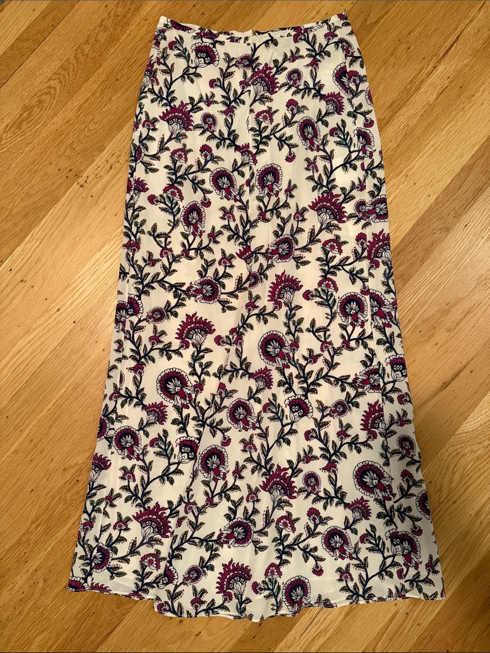 Isabel Marant Cream Maxi Skirt with Pink and Black Floral Print